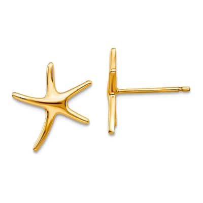 Curata 10k Yellow or White Gold 13mm Polished Nautical Starfish Post Earrings
