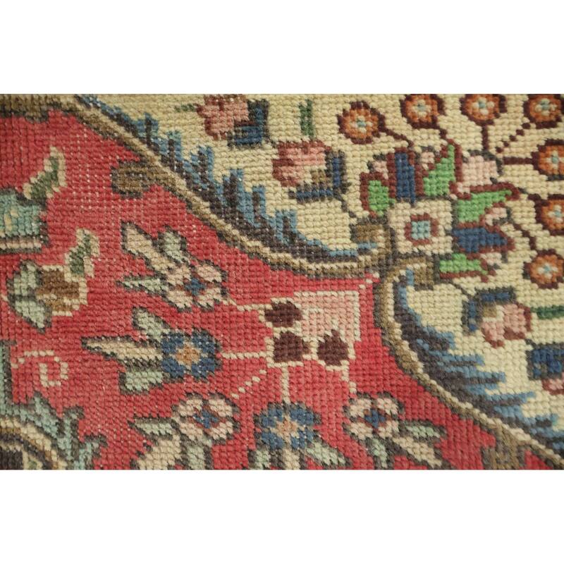 Hand Knotted Oriental 100% Wool Carpet Traditional Tribal Red Tabriz Area Rug - 4' 10'' X 3' 5''