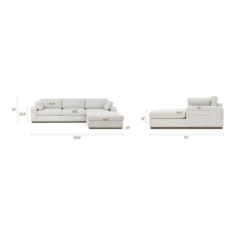 Poly & Bark Malaga Sectional Sofa in Mist Grey