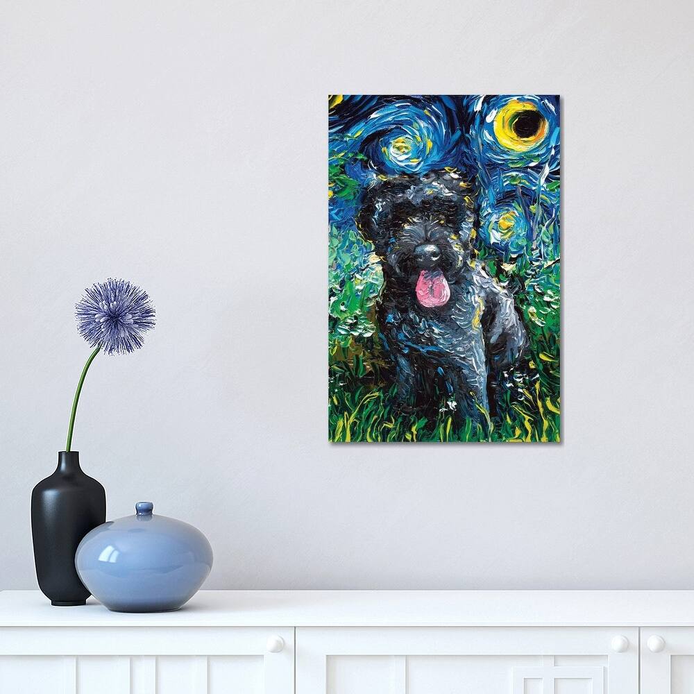 iCanvas "Black Goldendoodle Night" by Aja Trier Canvas Print