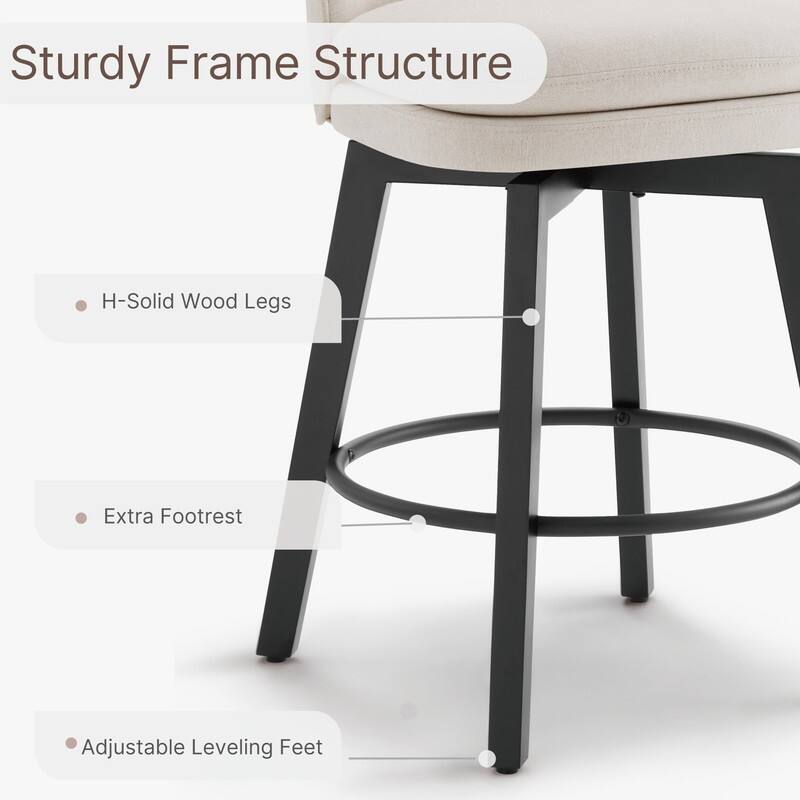 Spruce & Spring Madison Upholstered Swivel Counter Height Bar Stools
