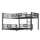 preview thumbnail 24 of 28, Twin over Full Size Metal Bunk Bed Frame with Iron Mesh Decor, L-Shaped Loft Bed with Underneath Platform Bed