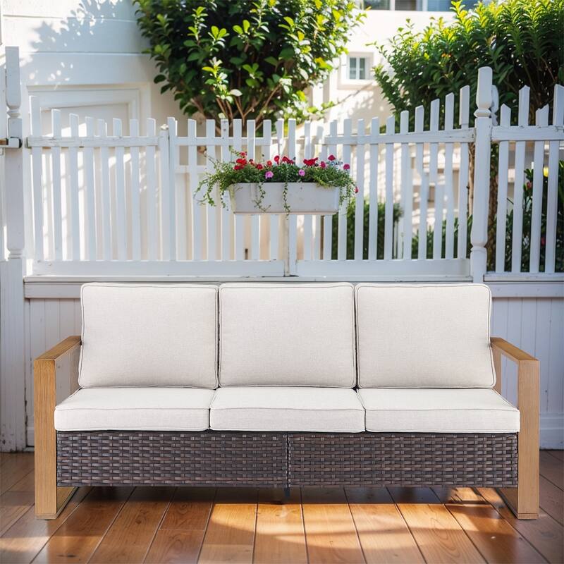 Gymojoy Outdoor 3-Seat Sofa - Durable All-Weather PE Wicker