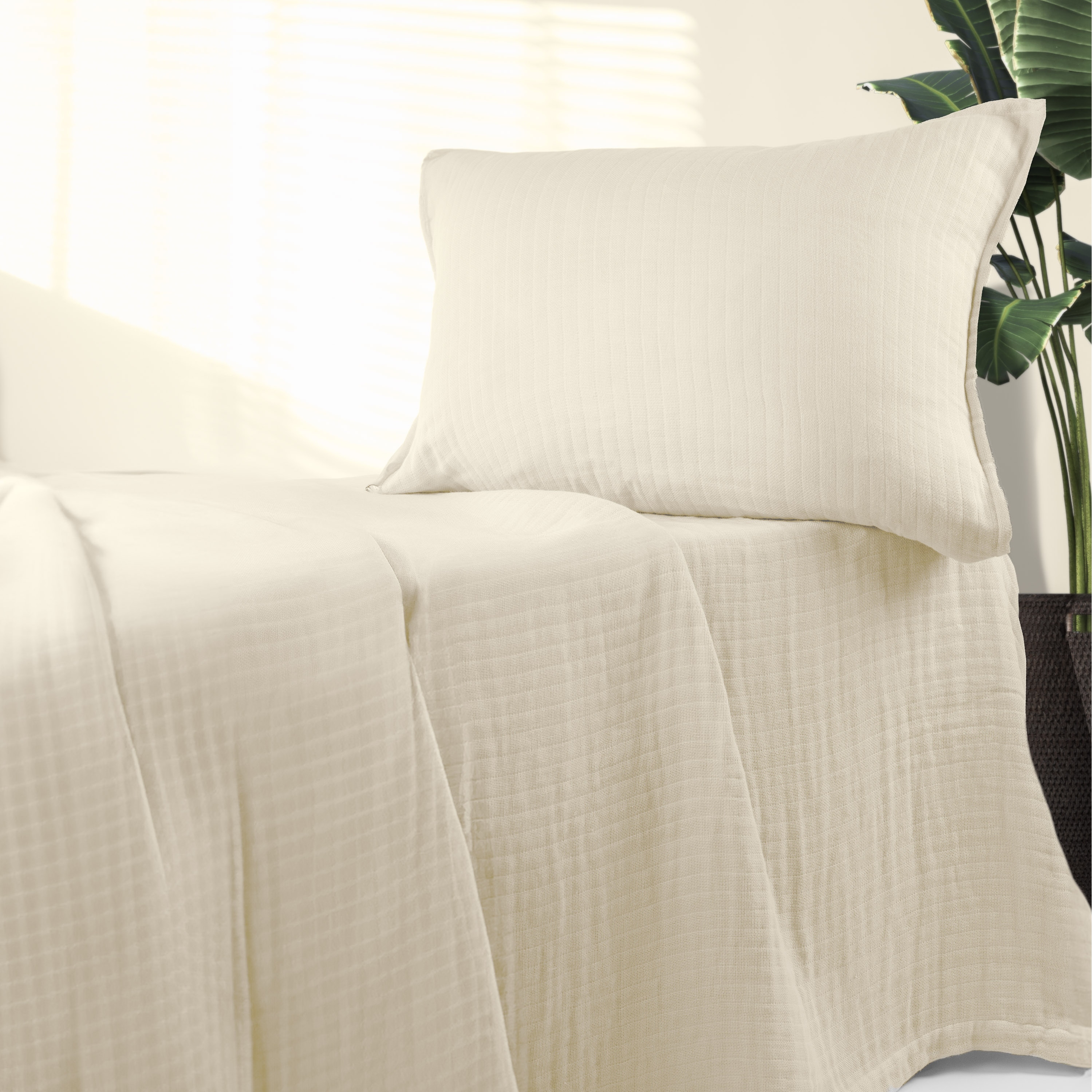 Piper, Cotton, Ivory Queen Coverlet