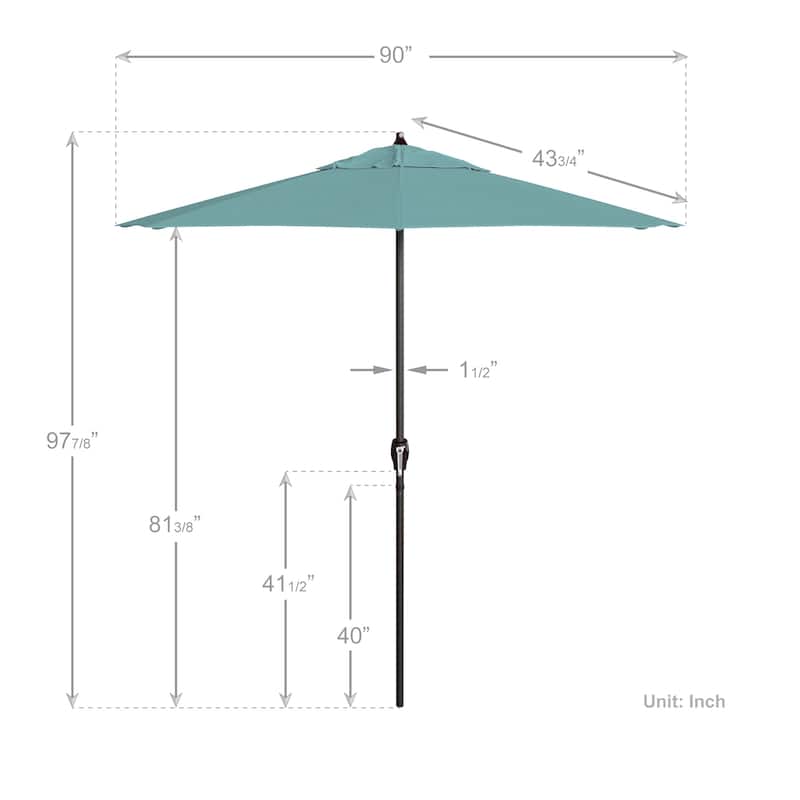 California Umbrella 7.5' Round Aluminum Crank Lift Auto Tilt 8 Rib Patio Umbrella, Bronze Finish, Sunbrella Fabric