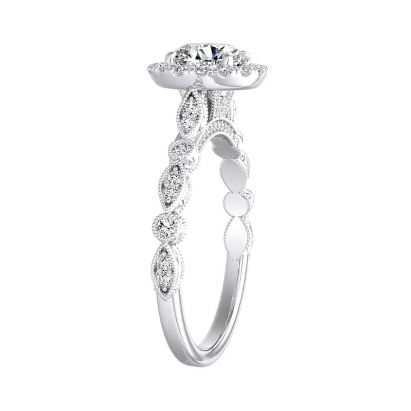 Auriya 14k Gold Vintage 2ct Moissanite Halo Diamond Engagement Ring 1/3ctw