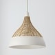 preview thumbnail 3 of 3, 1-Light Boho Pendant in Matte White with Handcrafted Natural Rattan