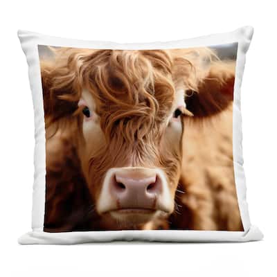 Stupell Close Up Furry Cow Portrait Printed Outdoor Throw Pillow Design by Heidi Kuntz