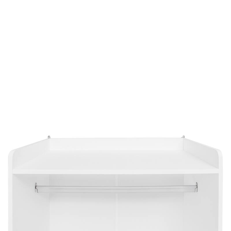 GDFStudio - NordRattan Modern White High Wardrobe Armoire with Rattan Drawers and Hanging Rod