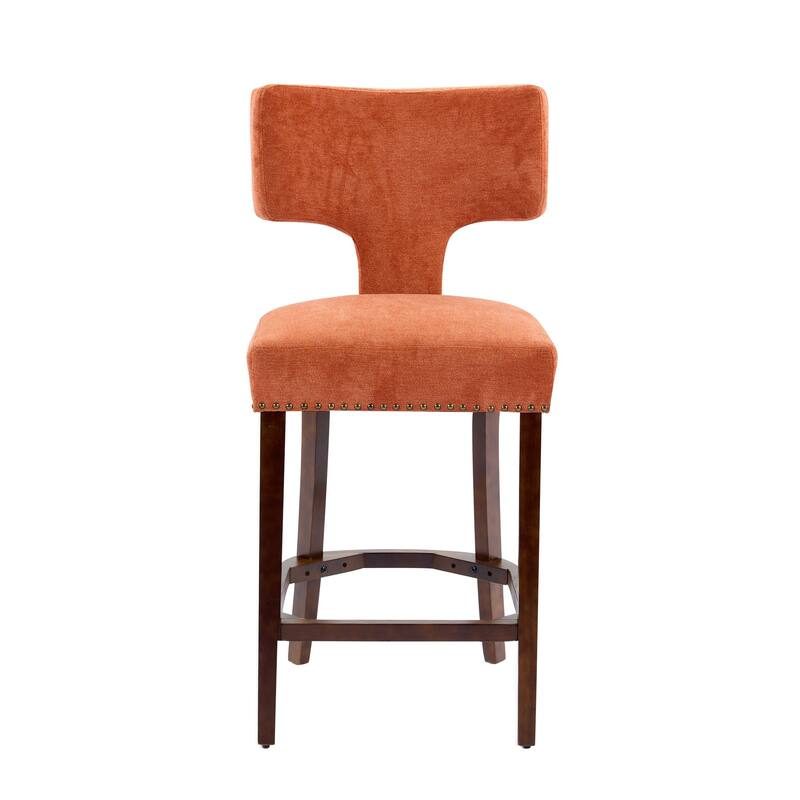 Mid Century Modern Counter Height Bar Stools Set Of 2 - Orange