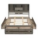 preview thumbnail 8 of 51, Wood Platform Storage Bed Bookcase Headboard Beds w 8 Drawers