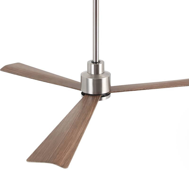 52-inch Satin Nikel Wooden 3-Blade Indoor Ceiling Fan without Lights