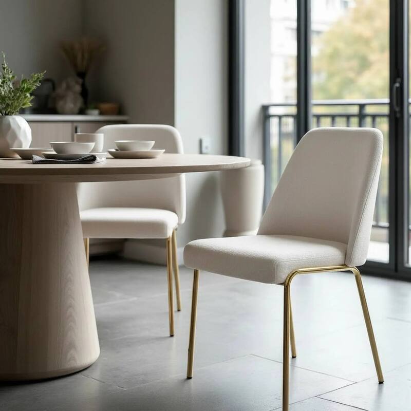 Lumen Modern Upholstered Kitchen Dining Chair with Gold Steel Legs Ergonomic Accent Chair