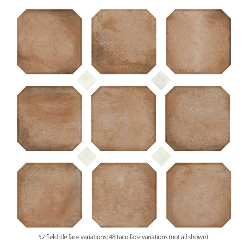 Merola Tile Laverton Octagon Natural with Taco Nieve 7-7/8" x 7-7/8" Porcelain Floor and Wall Tile