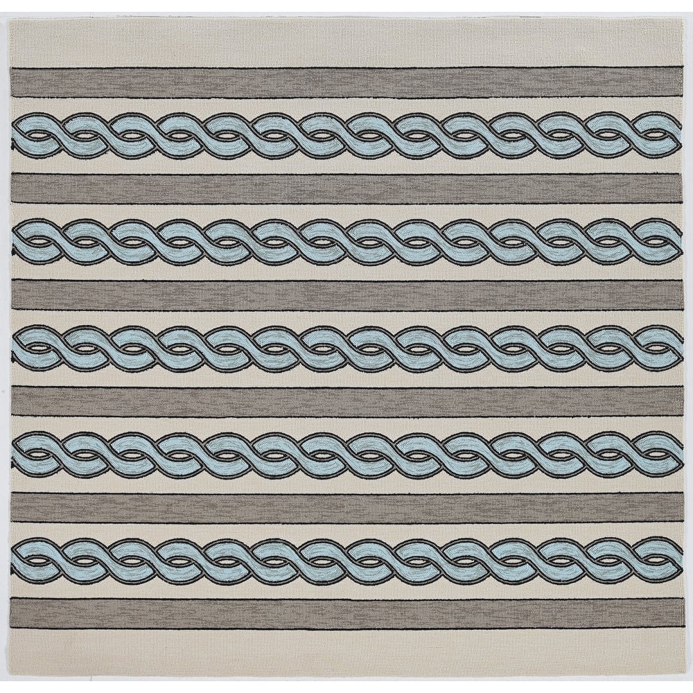 Libby Langdon Ivory/Spa Cable Knit Indoor/Outdoor Area Rug