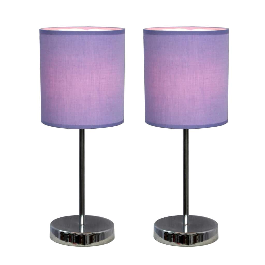 11.81 in. Chrome Finish Table Lamp with Purple Shade, Sturdy Table Lamp for Living Rooms and Bedrooms