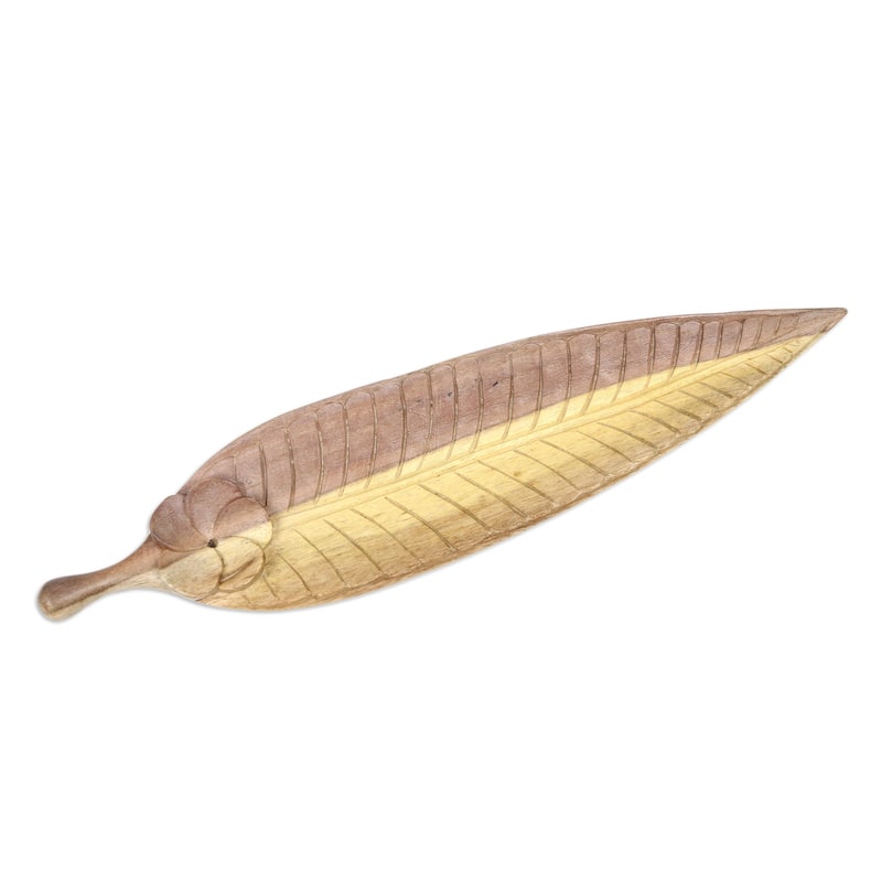 Novica Handmade Jepun Leaf Wood Incense Holder