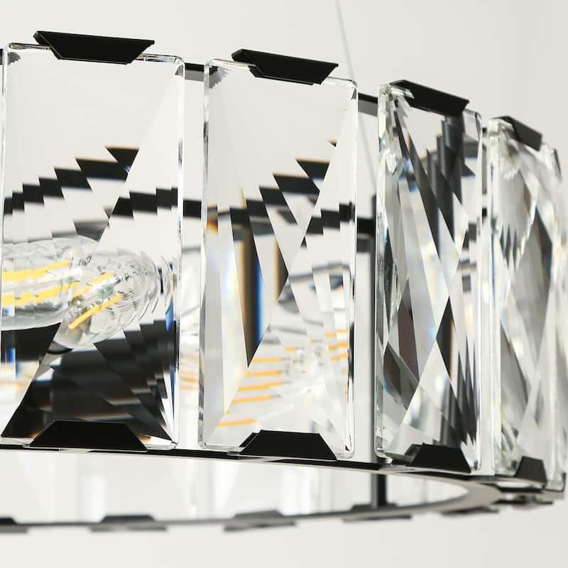 Modern Crystal 6-Light Drum Chandelier for Living Dining Room - Gold