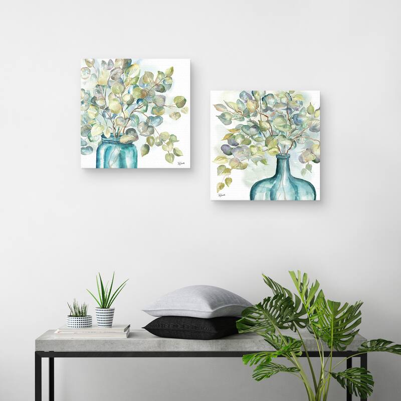 Eucalyptus in Mason Jar II, Eucalyptus in Mason Jar III by Tre Sorelle Studios Canvas Art Prints