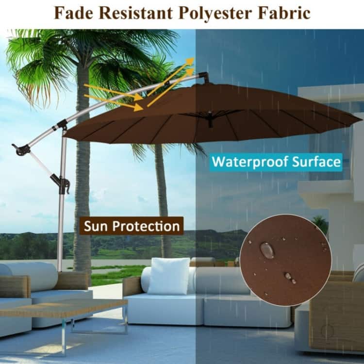 10 Foot Patio Offset Umbrella Market Hanging Umbrella for Backyard Poolside Lawn Garden