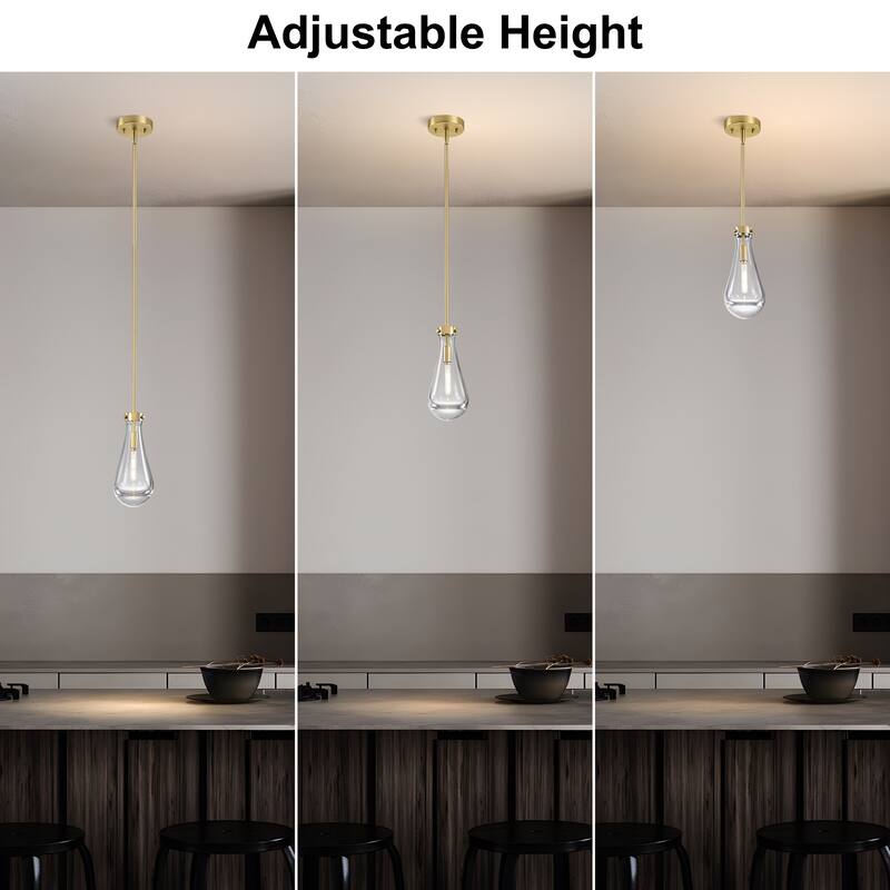Starsky 1-Light Teardrop Modern Clear Raindrop Glass Pendant