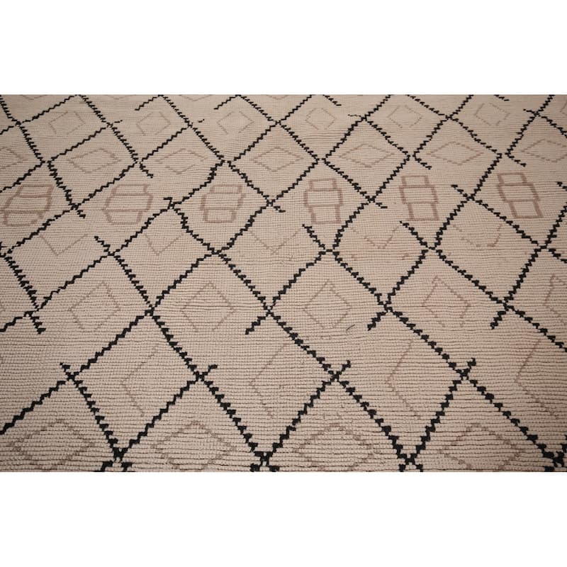 All-Over Trellis Moroccan Oriental Area Rug Handmade Wool Carpet - 8'1"x 11'10"