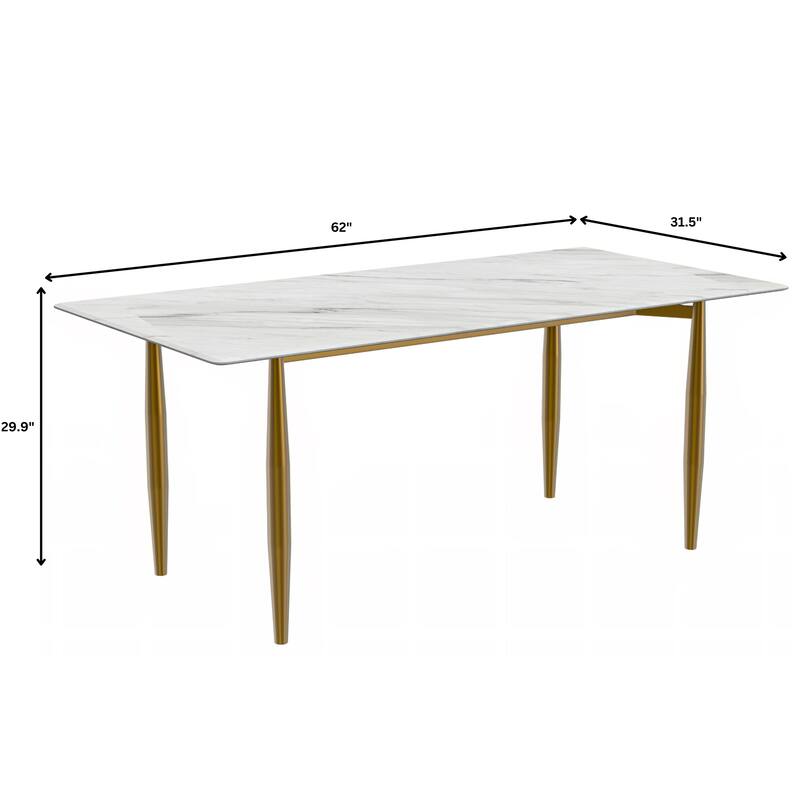 Zinti Rectangular Dining Table with Sintered Stone/Glass Top and Steel Legs