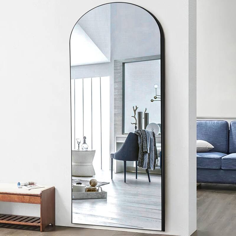 Modern Arched Mirror Full-Length Floor Mirror with Stand