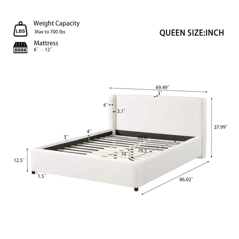 Christopher Knight Home - Modern Upholstered Boucle Frame with Wingback Headboard