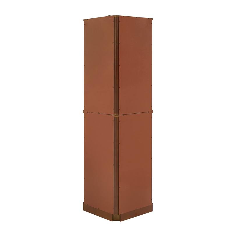 6 Adjustable Shelves Corner Curio Display Cabinet with Mirrors (Light Bulb Not Included)