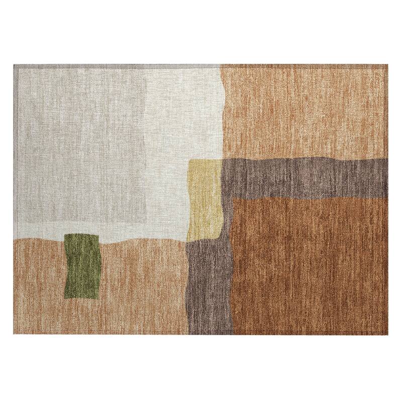 Machine Washable Indoor/ Outdoor Contemporary Blox Chantille Rug