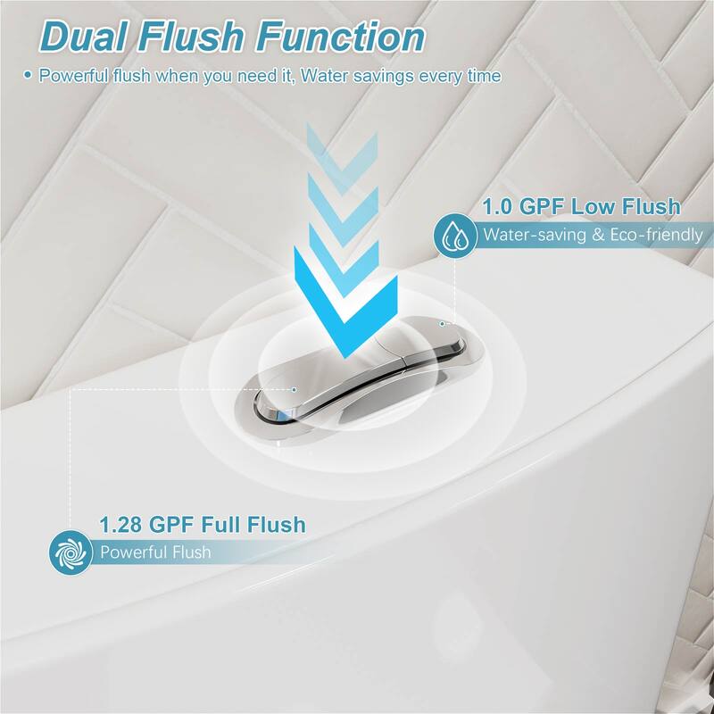 1-Piece 12 in. Rough In 1.0 / 1.28 GPF Dual Flush High Efficiency Elongated Toilet in Gloss White