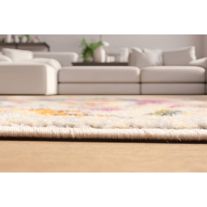 ECARPETGALLERY Machine Made Rosa Ivory Area Rug