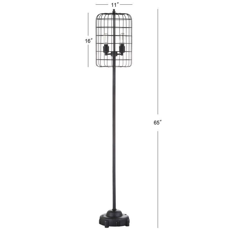 Jaxon 65" Industrial Metal Floor Lamp, Black/Silver by JONATHAN Y - 65" H x 11" W x 11" D