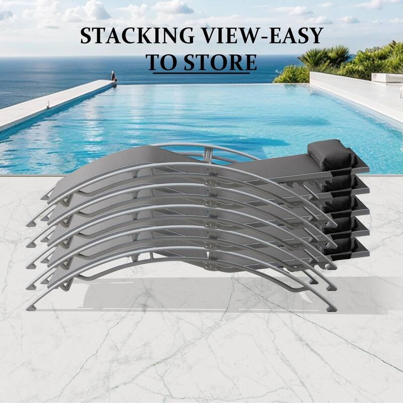 GDFStudio - Adrian Adjustable Aluminum Outdoor Pool Lounge Chair Set with Metal Side Table for All-Weather