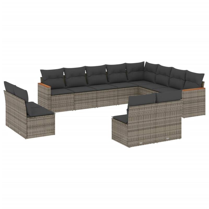 vidaXL Patio Sofa Set with Cushions Outdoor Conversation Furniture Poly Rattan - 24.4 x 24.4 x 27.2 in