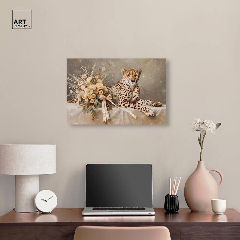 Bouquet Cheetah Canvas by Art Remedy, Gallery Wrapped