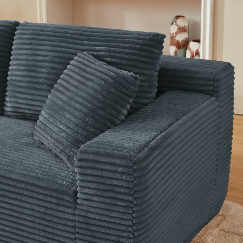 No Assembly Cloud Sectional Sofa, L Shaped Deep Seat Corduroy Modular Couch for Living Room Apartment