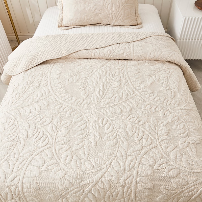 MarCielo 3 Piece Cotton Oversized Bedspread Quilt Set Tmonica