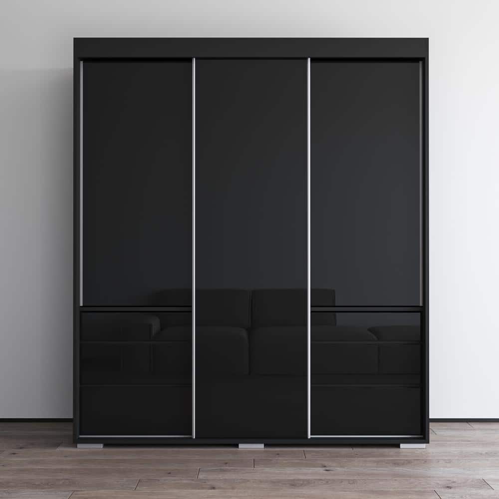 Monaco 3-door Modern 71-inch Glass Front Wardrobe