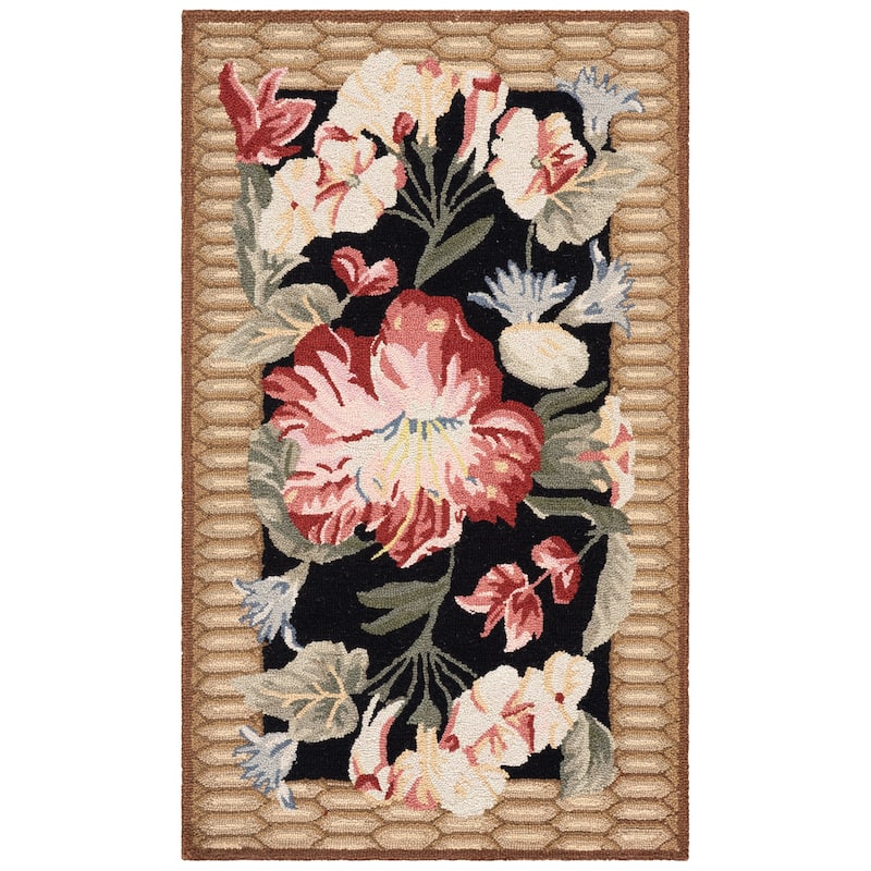 SAFAVIEH Handmade Chelsea Gottliebe French Country Wool Rug - 2'9" x 4'9" - Black/Brown
