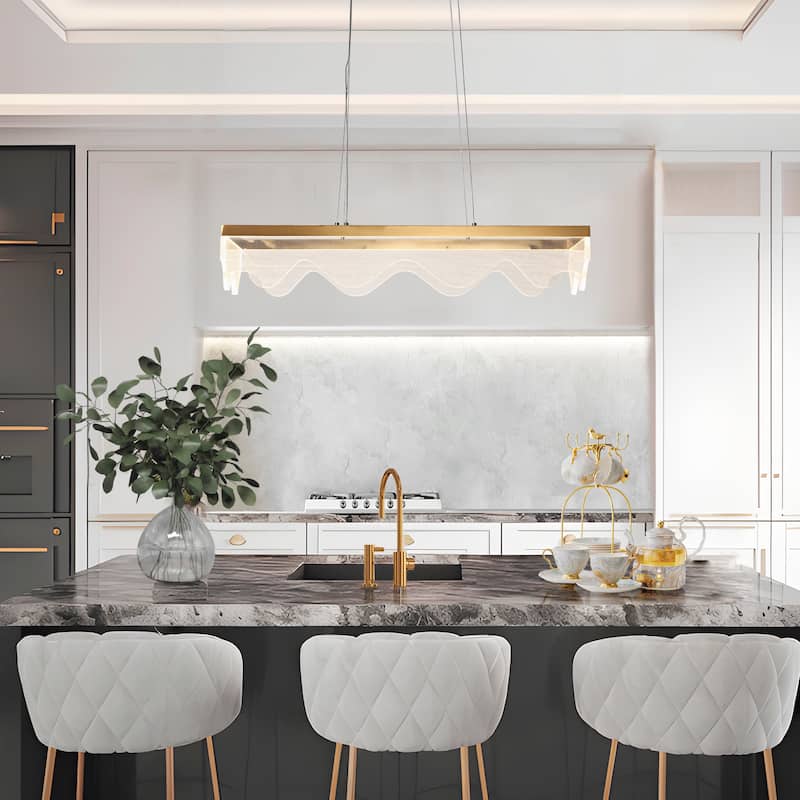 Fay LED Gold Chandelier Kitchen Island Lights for Dining Room - L31.5"*W10.23"*H5.7"