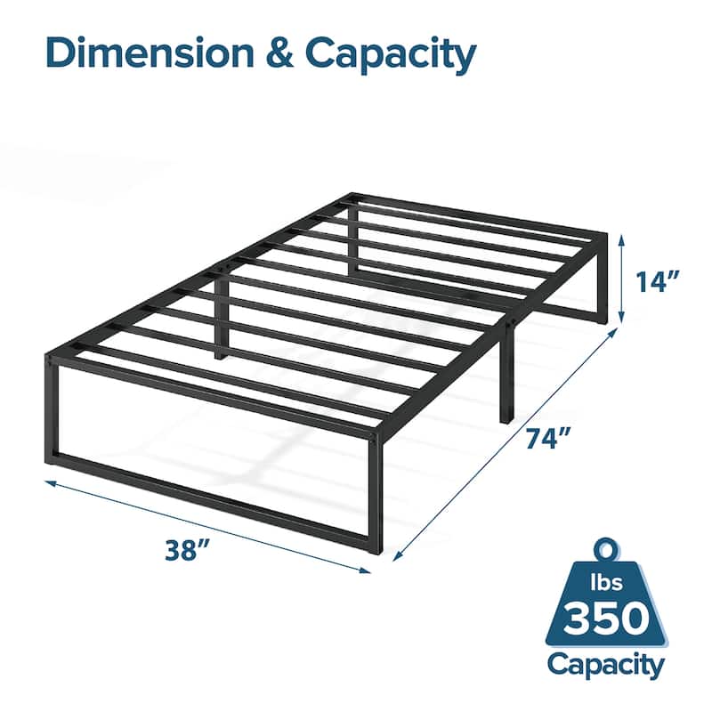 Priage by Zinus Black Metal 14-inch Platform Bed