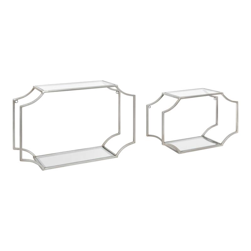 Kate and Laurel Ciel Scalloped Metal Wall Shelf (Set of 2) - 2 Piece 18 inch - Silver