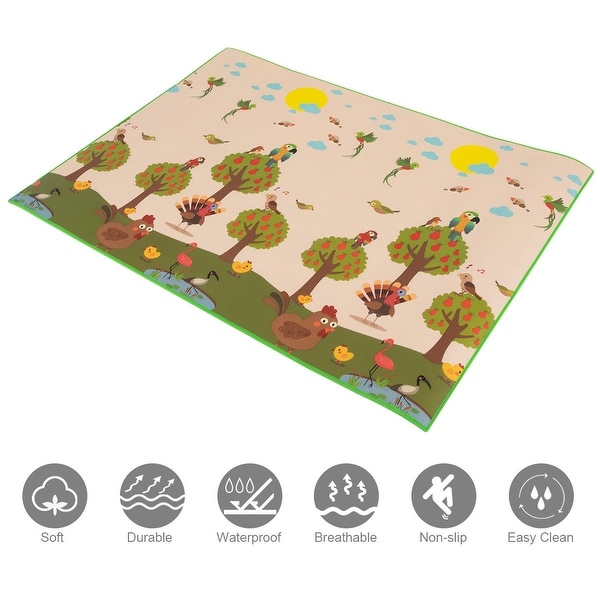 79/'/'x59/'/' Folding Baby Play Mat Reversible XPE Floor Playmat Toddlers Waterproof