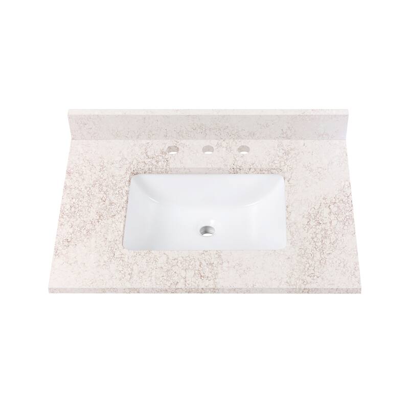 Avanity Quartz Vanity Top with Rectangular Undermount Sinks - 31" Single Sink - Alluring Quartz