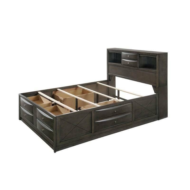 Captain's Bed Solid Wood Extra Storage Drawers Platform Bed 1pc Bed