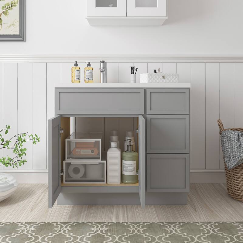 Vanity Art 36" Oak Freestanding Bathroom Vanity Cabinet without Top