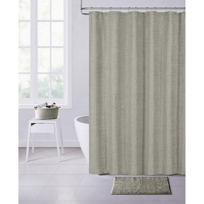 Dainty Home Paris Chenille 70" x 72" Shower Curtain - Silver - 70" x 72"