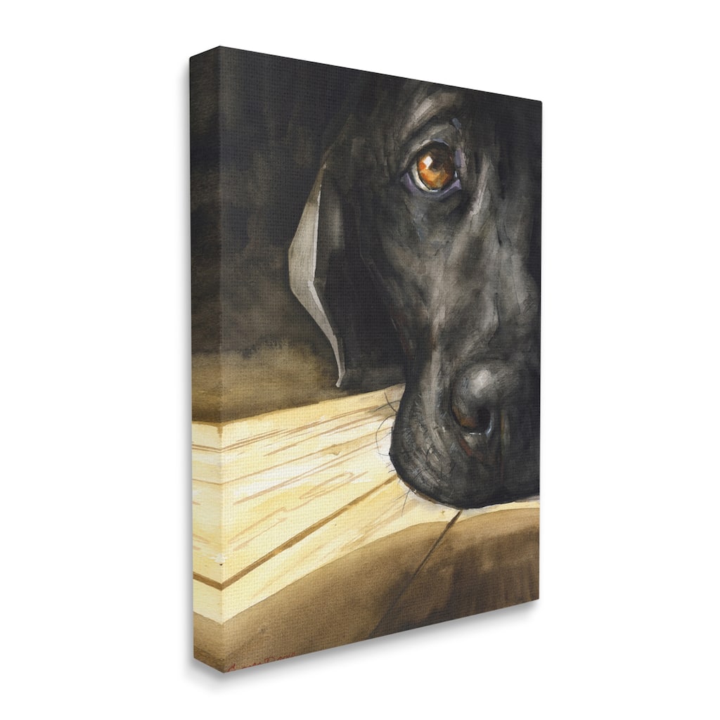 Stupell Labrador Resting Pet Dog Portrait Brown Black Canvas Wall Art
